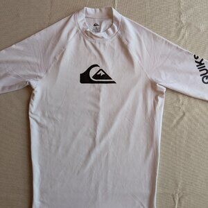 ☀️ Quiksilver Kids Long Sleeve Rash Guard Surf Shirt – White – Youth Large ⭐